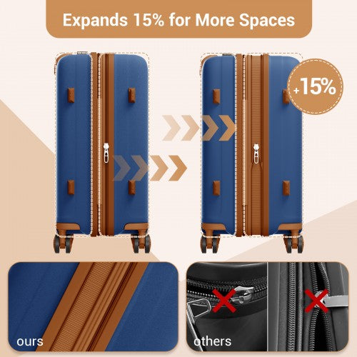 Kono KSK2594 20-inch navy and brown suitcase – detail view 20