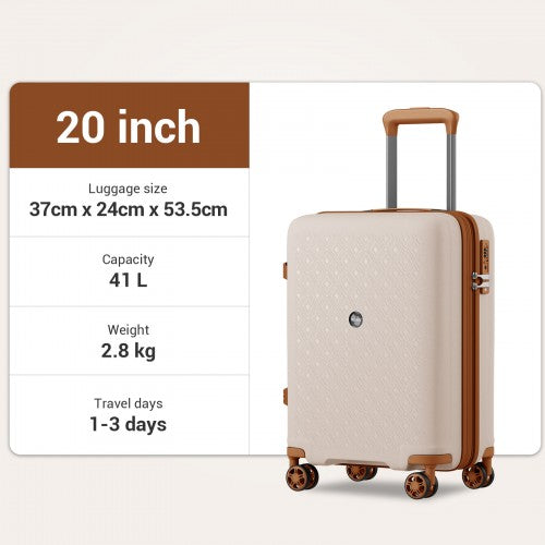 Kono KSK2594 20-inch beige and brown suitcase – detail view 20