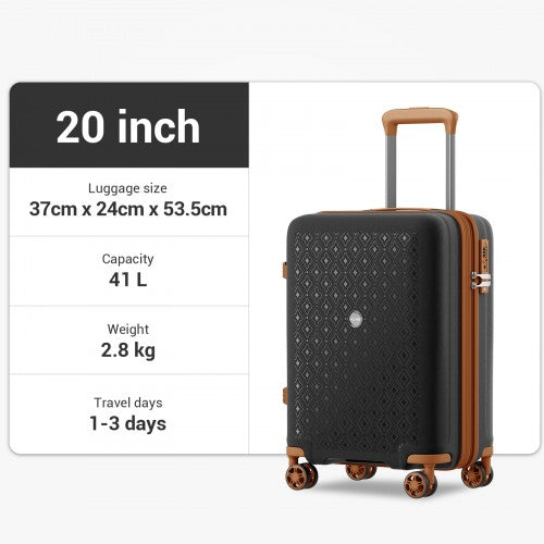Kono KSK2594 20-inch black and brown suitcase – detail view 20