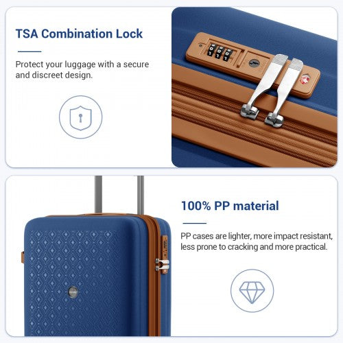 Kono KSK2594 20-inch navy and brown suitcase – detail view 20