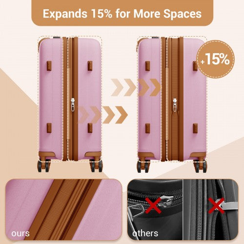 Kono KSK2594 20-inch pink and brown suitcase – detail view 20