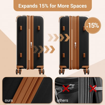 Kono KSK2594 20-inch black and brown suitcase – detail view 20