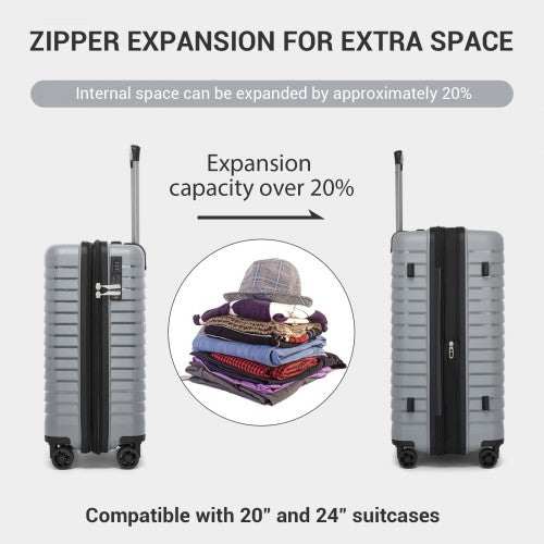 Kono KSK2595 20-inch grey and black suitcase – detail view 20