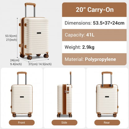 Kono KSK2595 20-inch beige and brown suitcase – detail view 20