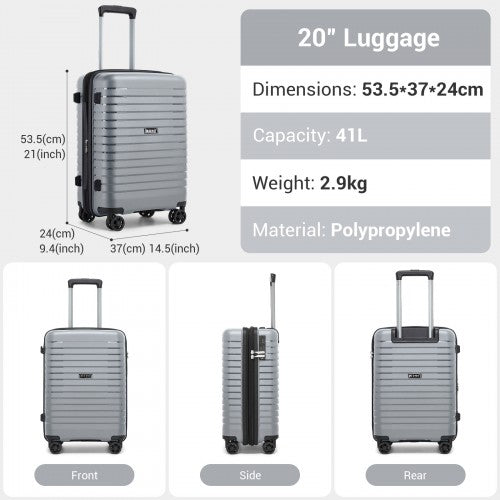 Kono KSK2595 20-inch grey and black suitcase – detail view 20