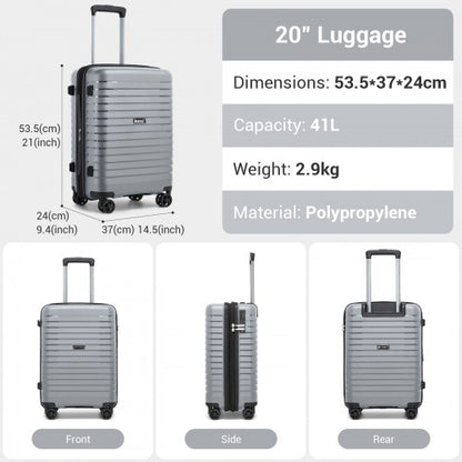 Kono KSK2595 20-inch grey and black suitcase – detail view 20