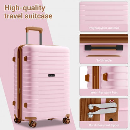 Kono KSK2595 20-inch pink and brown suitcase – detail view 20