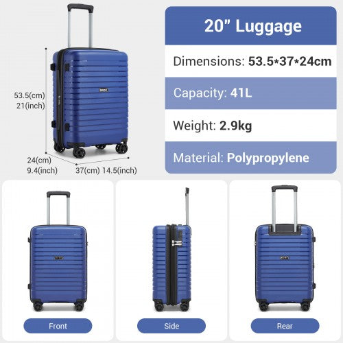 Kono KSK2595 20-inch navy and black suitcase – detail view 20