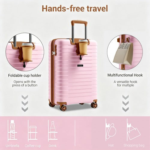 Kono KSK2595 20-inch pink and brown suitcase – detail view 20