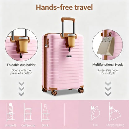 Kono KSK2595 20-inch pink and brown suitcase – detail view 20