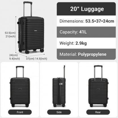 Kono KSK2595 20-inch black suitcase – detail view 20