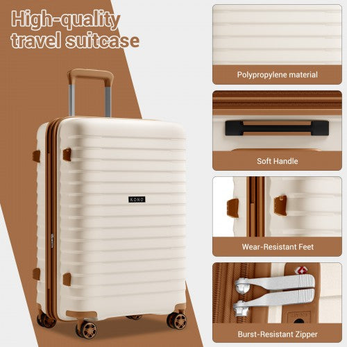 Kono KSK2595 20-inch beige and brown suitcase – detail view 20