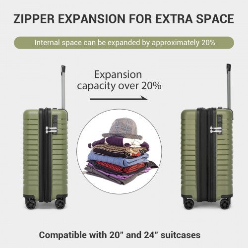 Kono KSK2595 20-inch green and black suitcase – detail view 20