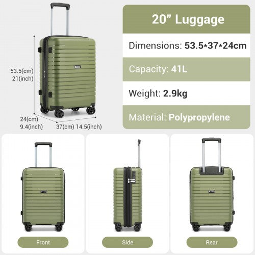 Kono KSK2595 20-inch green and black suitcase – detail view 20