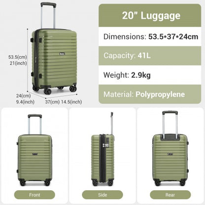 Kono KSK2595 20-inch green and black suitcase – detail view 20
