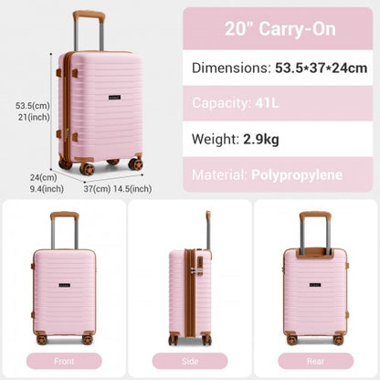 Kono KSK2595 20-inch pink and brown suitcase – detail view 20