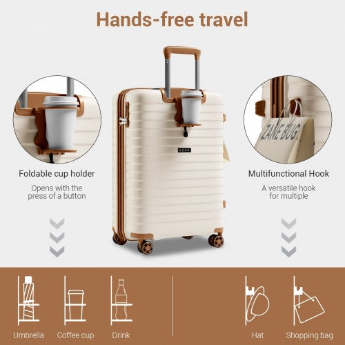 Kono KSK2595 20-inch beige and brown suitcase – detail view 20