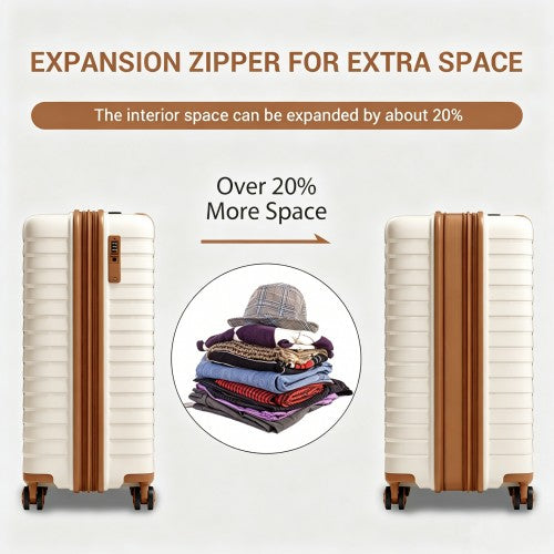 Kono KSK2595 20-inch beige and brown suitcase – detail view 20