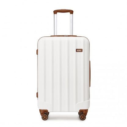 K1773-1L - Kono 24 Inch Striped ABS+PC Hard Shell Luggage with 360-Degree Spinner Wheels - Cream