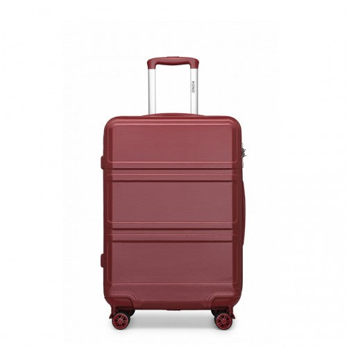 K1871-1L - Kono ABS 24 Inch Sculpted Horizontal Design Suitcase - Burgundy