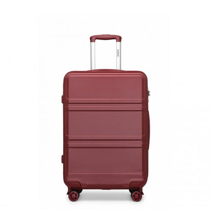 K1871-1L - Kono ABS 24 Inch Sculpted Horizontal Design Suitcase - Burgundy