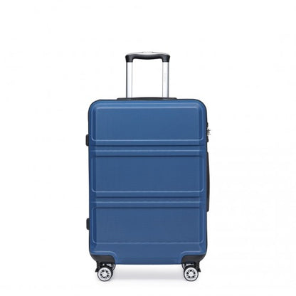 K1871-1L - Kono ABS 24 Inch Sculpted Horizontal Design Suitcase - Navy Blue