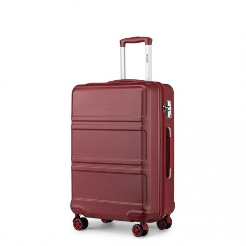 K1871-1L - Kono ABS 24 Inch Sculpted Horizontal Design Suitcase - Burgundy