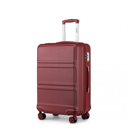 K1871-1L - Kono ABS 24 Inch Sculpted Horizontal Design Suitcase - Burgundy