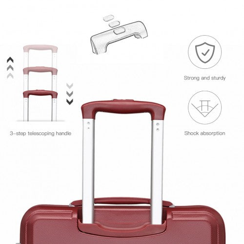K1871-1L - Kono ABS 24 Inch Sculpted Horizontal Design Suitcase - Burgundy