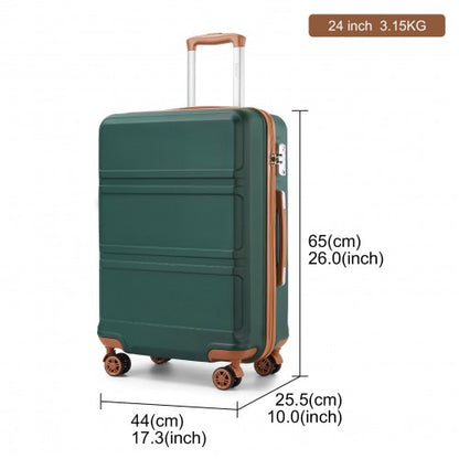 K1871-1L - Kono ABS 24 Inch Sculpted Horizontal Design Suitcase - Green And Brown