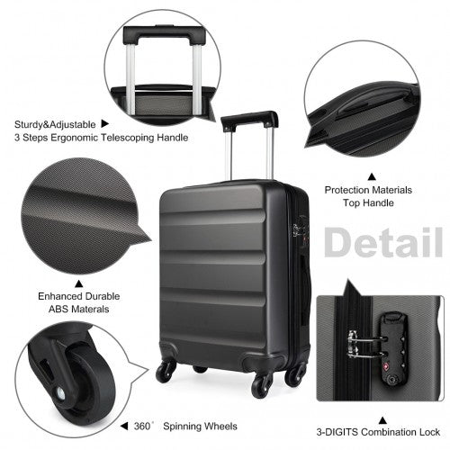 K1991-1L - Kono 24 Inch Horizontal Design ABS Hard Shell Suitcase With TSA Lock - Grey