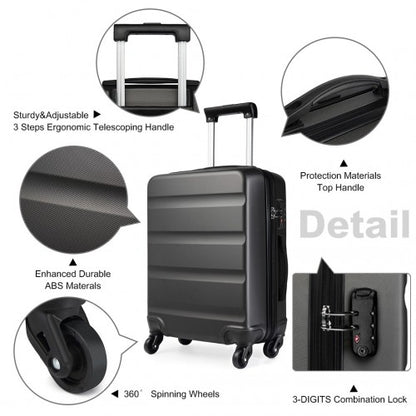 K1991-1L - Kono 24 Inch Horizontal Design ABS Hard Shell Suitcase With TSA Lock - Grey