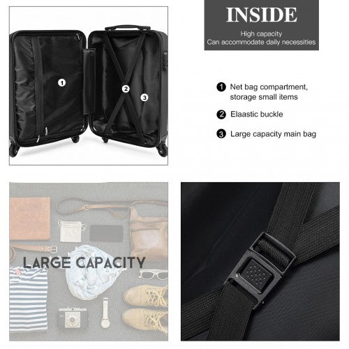 K1991-1L - Kono 24 Inch Horizontal Design ABS Hard Shell Suitcase With TSA Lock - Grey