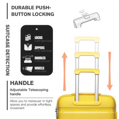 K2092L - Kono 24 Inch Bright Hard Shell PP Suitcase - Classic Collection - Yellow
