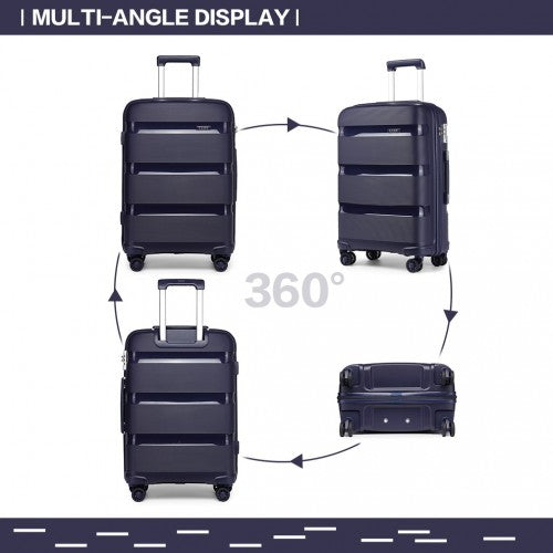 K2092L - Kono 24 Inch Bright Hard Shell PP Suitcase - Classic Collection - Navy