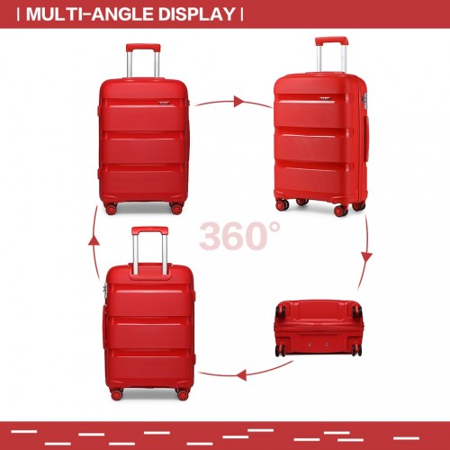 K2092L - Kono 24 Inch Bright Hard Shell PP Suitcase - Classic Collection - Red
