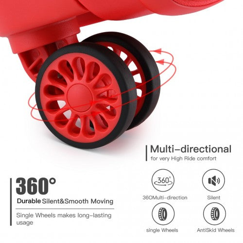 K2092L - Kono 24 Inch Bright Hard Shell PP Suitcase - Classic Collection - Red