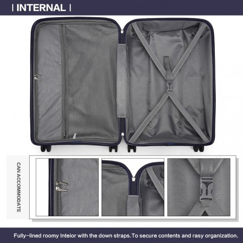 K2092L - Kono 24 Inch Bright Hard Shell PP Suitcase - Classic Collection - Navy