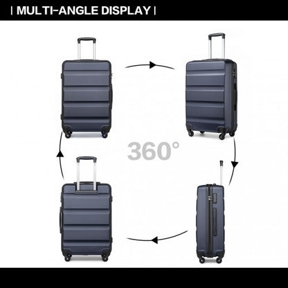 K2191L - Kono 24 Inch Check in Luggage - Streamlined ABS Hardshell Suitcase with Secure TSA Lock - Navy
