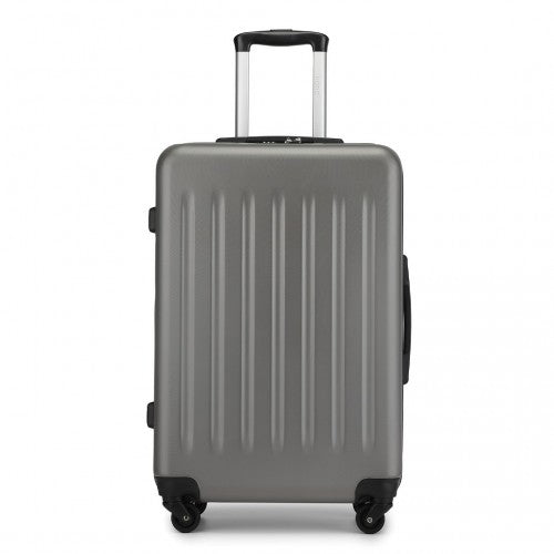 KSK2477 - Kono Durable 24 Inch Lightweight ABS+PC Vertical Textured Check-in Suitcase with Secure 3-Digit Lock - Grey