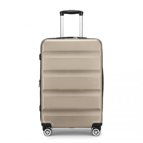 KSK2482 - Kono 24 Inch Expandable Horizontal Engraved Hard Shell ABS+PC Check-In Suitcase with TSA Lock - Gold