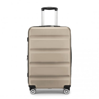 KSK2482 - Kono 24 Inch Expandable Horizontal Engraved Hard Shell ABS+PC Check-In Suitcase with TSA Lock - Gold