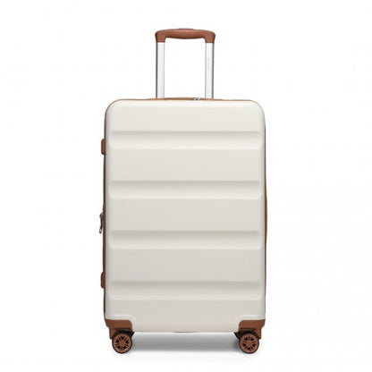 KSK2482 - Kono 24 Inch Expandable Horizontal Engraved Hard Shell ABS+PC Check-In Suitcase with TSA Lock - Cream