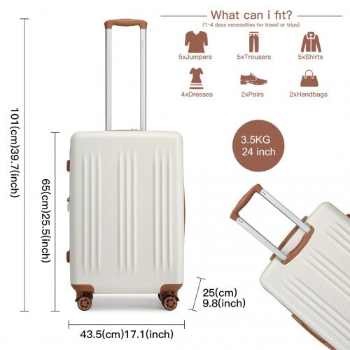 Kono KSK2483 24-inch cream and brown suitcase – detail view 24