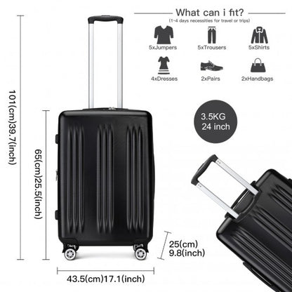 Kono KSK2483 24-inch black suitcase – detail view 24