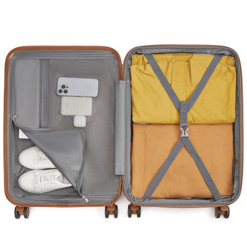Kono KSK2484 24-inch burgundy and brown suitcase – detail view 24