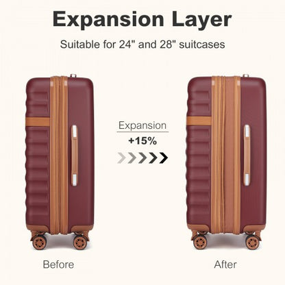 Kono KSK2484 24-inch burgundy and brown suitcase – detail view 24