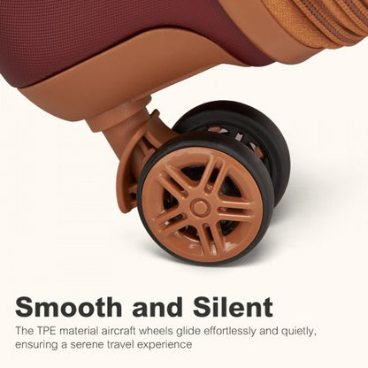 Kono KSK2484 24-inch burgundy and brown suitcase – detail view 24