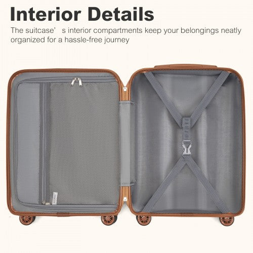 Kono KSK2484 24-inch burgundy and brown suitcase – detail view 24