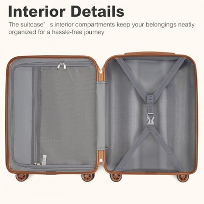 Kono KSK2484 24-inch burgundy and brown suitcase – detail view 24